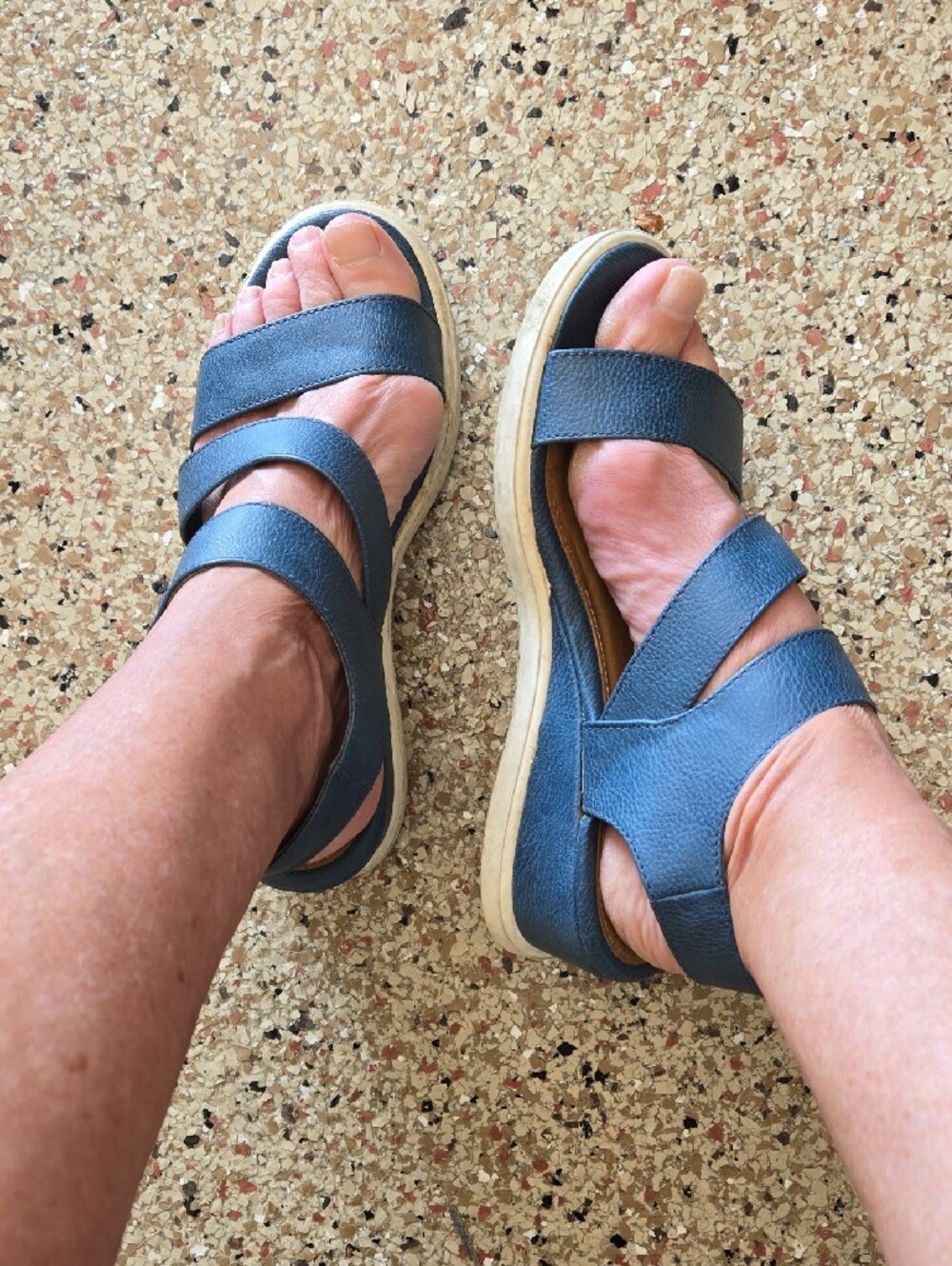 Sofft Blue Triple-Strap Leather Sandals - Picture 4 of 8